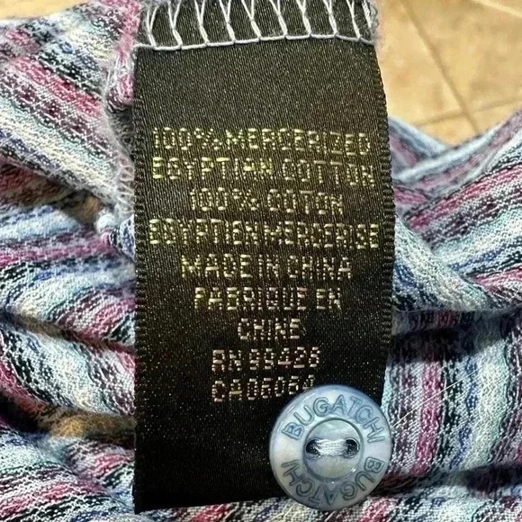 Bugatchi Mens Polo Light Blue with Pink and White Size L - Picture 5 of 5